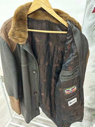 Chaquetón Piel Hombre Talla 60 Marrón