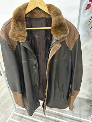 Chaquetón Piel Hombre Talla 60 Marrón