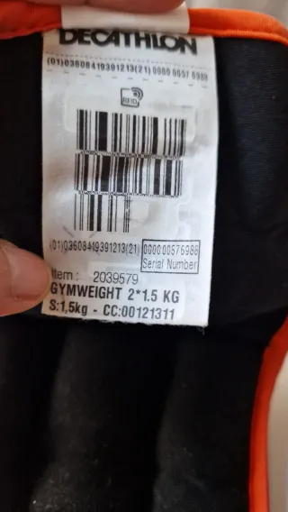 Tobilleras de peso 1.5kg (par)