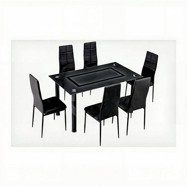 Mesa Comedor + 6 Sillas Negras