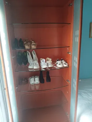 Vitrina de salón madera y cristal