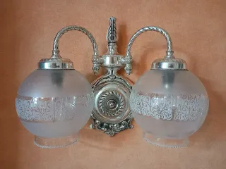 Aplique de pared doble plateado vintage