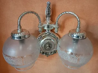 Aplique de pared doble plateado vintage
