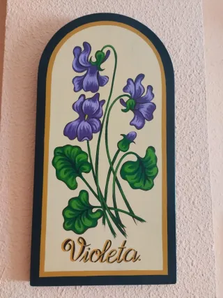Cuadro floral Violeta madera