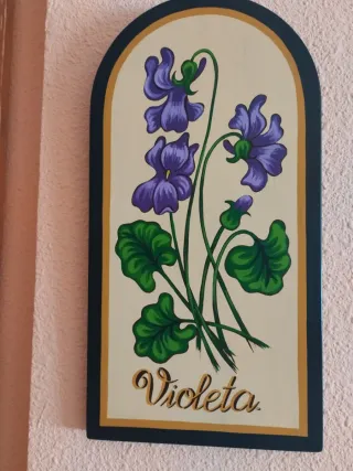 Cuadro floral Violeta madera