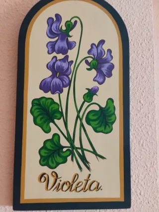 Cuadro floral Violeta madera