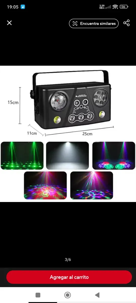Luz LED 5 en 1: Bola Cristal, Láser