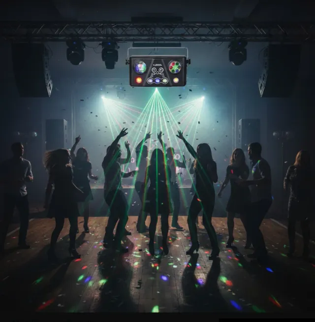 Luz LED 5 en 1: Bola Cristal, Láser