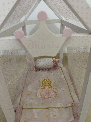 Cuna de juguete para bebé con dosel