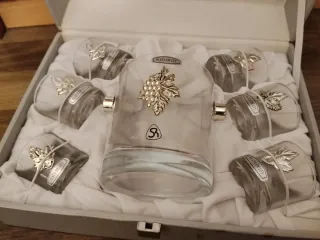 Juego Vasos Cristal y Plata de Ley