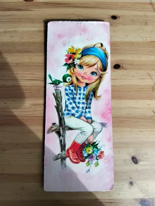 Quadro vintage big eyes anni 70