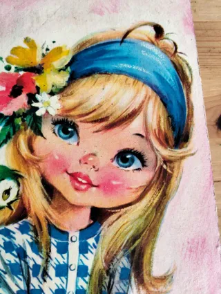 Quadro vintage big eyes anni 70