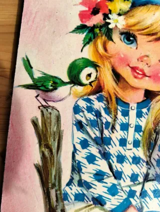 Quadro vintage big eyes anni 70