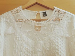 Jersey blanco con encaje talla L