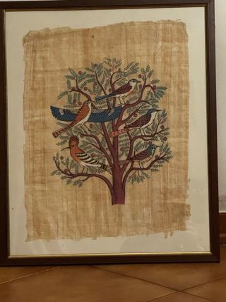 Papiro Egiziano Antico con Uccelli