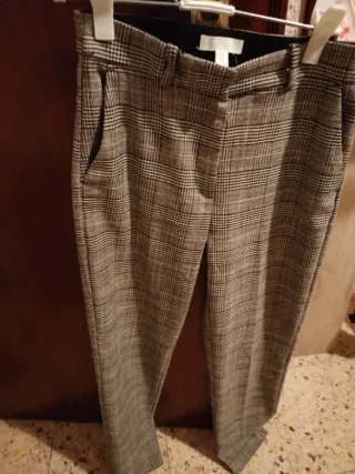 Pantalones H&M cuadros grises mujer