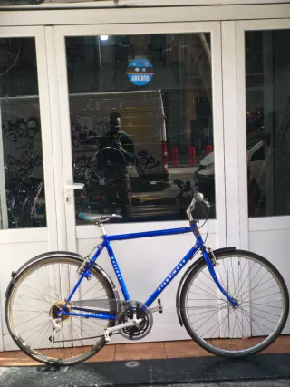 Bicicleta de ciudad azul