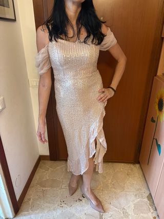 Vestito paillettes oro rosa,M-42