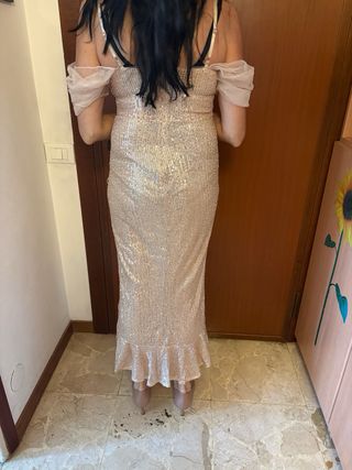 Vestito paillettes oro rosa,M-42