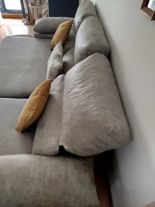 Sofá chaiselongue gris tela