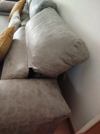 Sofá chaiselongue gris tela