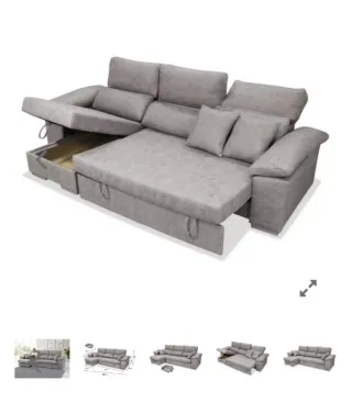 Sofá chaiselongue gris tela