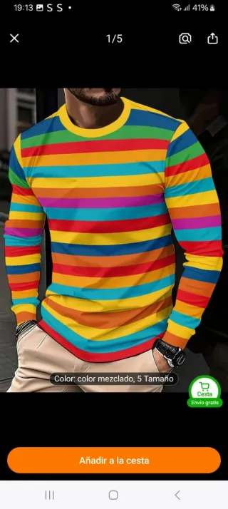 Camiseta manga larga rayas multicolor