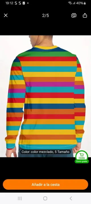 Camiseta manga larga rayas multicolor