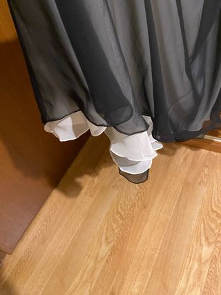 Vestido largo encaje y satén