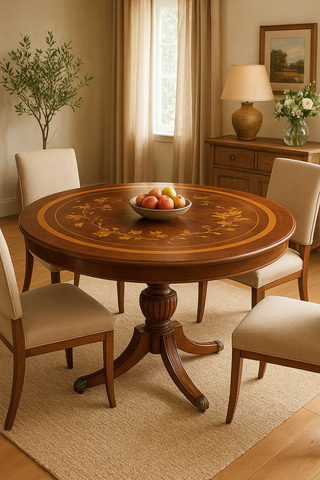 Mesa marquetería años 40 restaurada