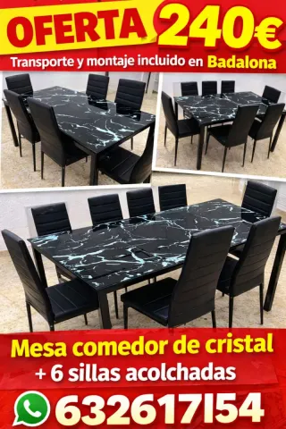 Tavolo da pranzo in vetro + 6 sedie