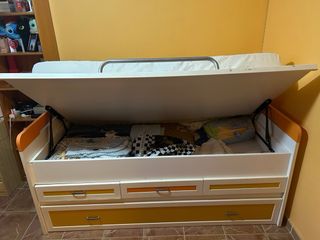 Cama nido con cajones y barandilla