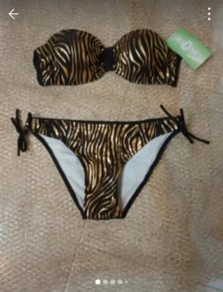 Bikini estampado cebra dorado y negro