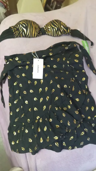 Bikini estampado cebra dorado y negro