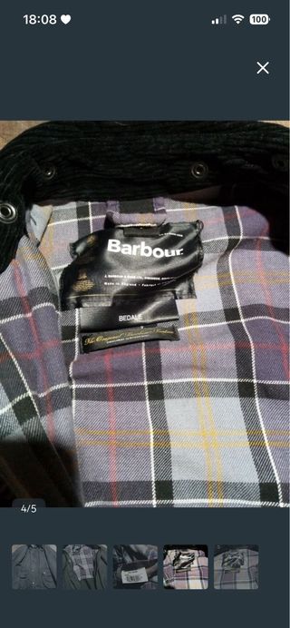 Barbour Bedale C40 102 cm Talla M/L Gris Ceniza