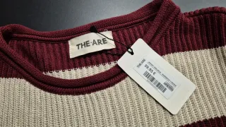 THE-ARE jersey rayas beige/burdeos talla S/M