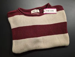 THE-ARE jersey rayas beige/burdeos talla S/M