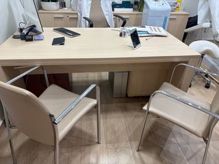 Escritorio y 2 Sillas Beige/Marrón