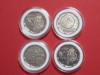 4 MONEDAS CONMEMORATIVAS DE 50 Ptas. VARIOS AÑOS