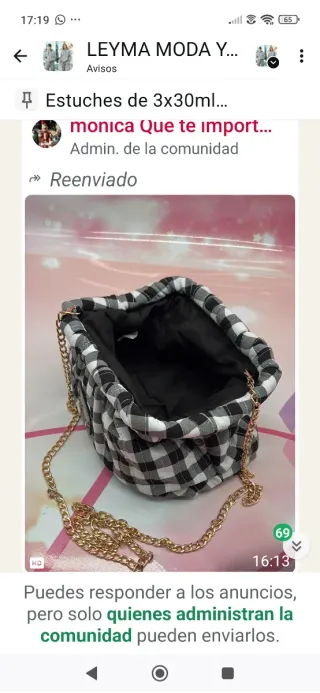 Bolso Tous cuadros blanco y negro