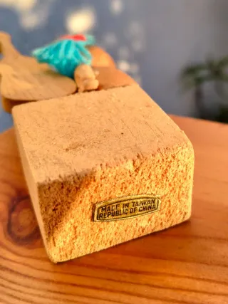 Statuetta musicista legno vintage anni 70 folk