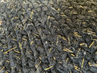 Tappeto rotondo in juta beige e nero