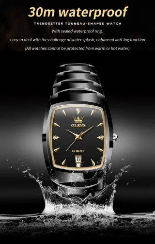 Reloj Olevs Negro y Dorado Hombre