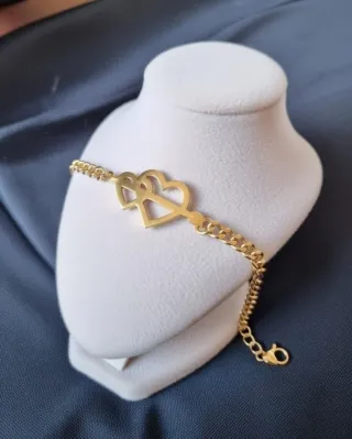 Pulsera Corazones Bañada Oro 18k