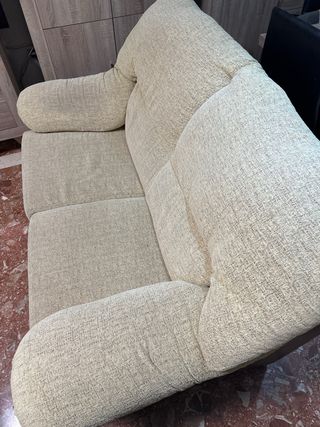 Sofá 2 plazas beige y marrón