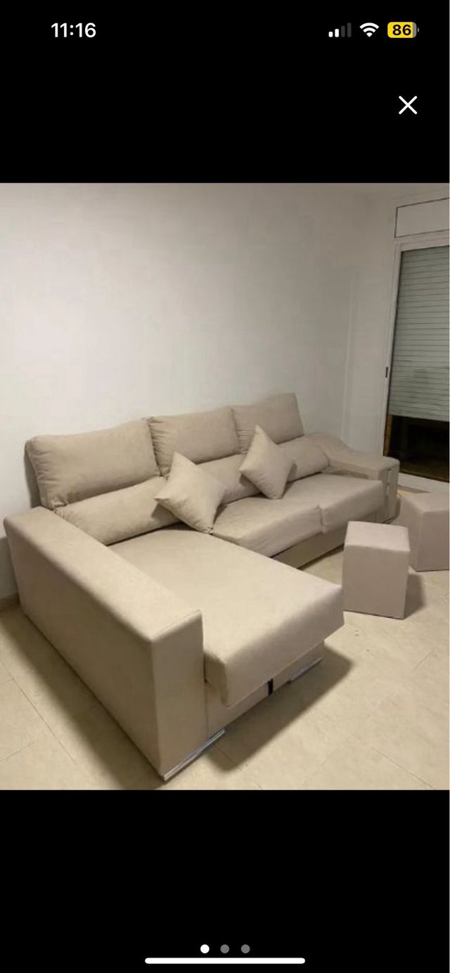 OFERTON Sofá gris Chaiselongue SIN IVA