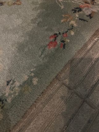 Alfombra lana floral verde y multicolor