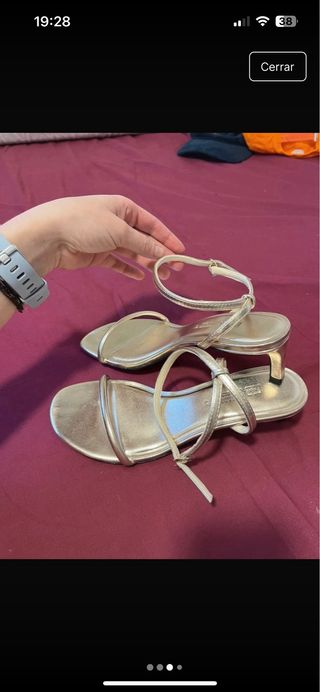 Sandalias tacón champagne T.37