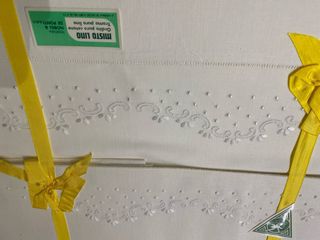 Lenzuola matrimoniali ricamate misto lino cotone