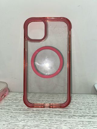 Cover Iphone 11 trasparente con bordo rosa